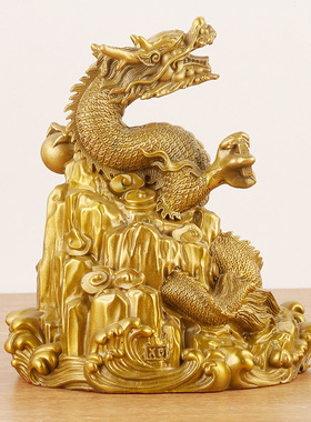 铜龙摆件盘龙纯铜工艺品装饰龙腾四海家居生肖青龙客厅五爪办公室