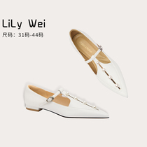 Lily Wei (little pills) French style retro flat bottom temperament Single shoe design Comfortable Commute Low Heel Women Shoes