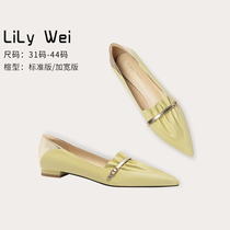 Lily Wei Korean version of the style folds flat bottom shoes 2023 New face-worthy dresses single shoe big code 41-43