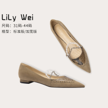 Lily Wei Women Shoes 2023 New Comfort No Tired Feet Flat Bottom Shoes Retro Light Mouth Single Shoes Small Size 313233