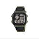 Casio watch men's canvas steel strap waterproof luminous retro small square model AE-1200WHB-3B