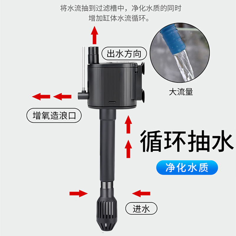 蓝宝鱼缸三合一过滤器上滤水族箱循环增氧气泵滤盒净水潜水泵