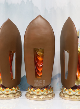 铜彩树脂西方三圣佛像佛堂摆件