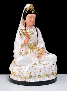 妙善观音像树脂铜彩观音佛像