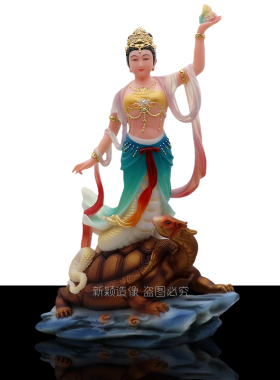 女娲神像摆件彩绘合成汉白玉家居装饰品女娲娘娘工艺品女娲补天