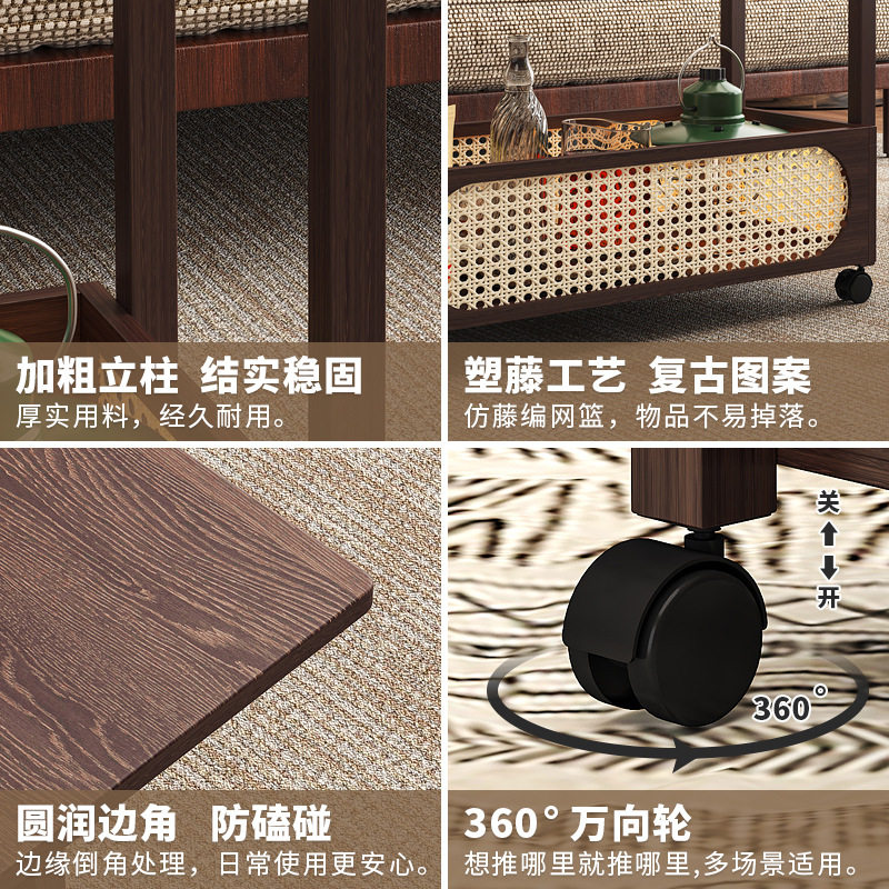 小推车带轮可移动多功能折叠茶几客厅沙发边几实木茶桌多用折叠桌,淘宝优惠券,粉丝福利购,淘宝优惠卷