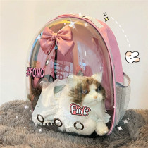 Cat Bag Out-Portable Cute Personality Pooch Transparent Pink Pet Backpack Double Shoulder Space Cabin Bag Kitty Supplies