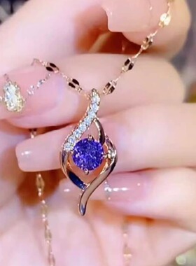 铜微镶钛钢嘴唇链女项链