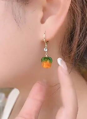 网红女高级感水果柿子耳坠