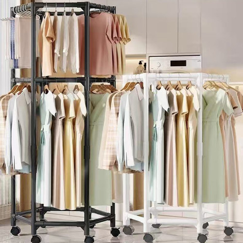 晾衣架落地圆形旋转衣架六边形阳台卧室挂衣架出租房可移动晒衣架 - 图2