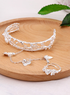 儿童手饰古风戒指手镯汉服开口镯子中国风宫铃礼物宫廷复古饰品