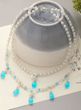 叠带项链古装项圈古风汉服儿童仙气珍珠古装汉服坦领配饰