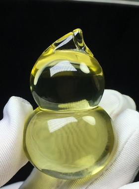 天然黄水晶葫芦原石打磨吊坠