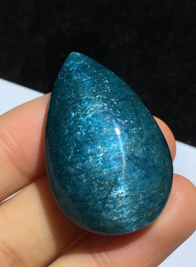 天然蓝磷灰水滴蛋面爱心形吊坠