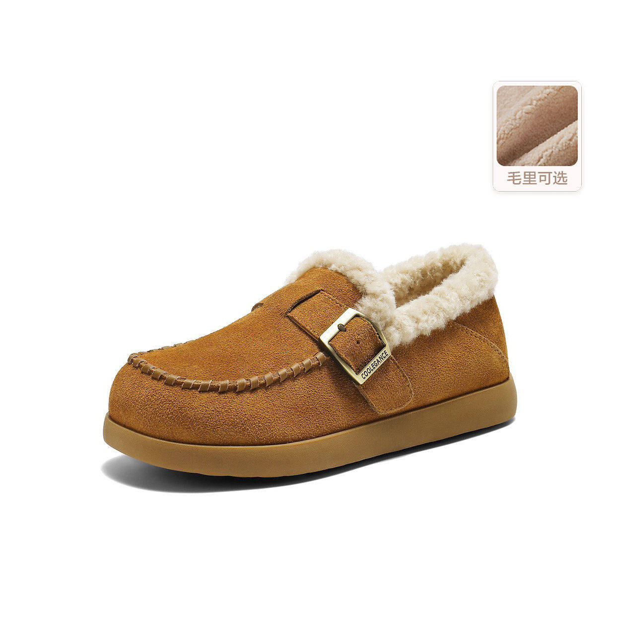 专柜正品百丽2026春新款女鞋复古厚底勃肯鞋保暖毛毛单鞋F3W1DAM6,淘宝优惠券,粉丝福利购,淘宝优惠卷