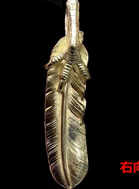男女18K金手工制作金羽毛吊坠