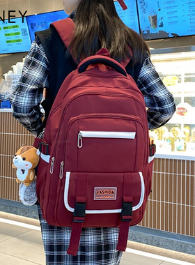 Viney书包双肩包女2022新款初中女生大学生电脑包大容量背包旅行