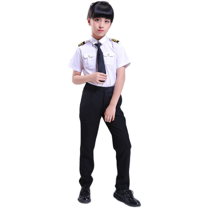 新款儿童机长演出服中国飞行员表演服装幼儿空少制服飞机师舞台服-图1