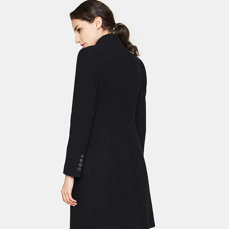 艾格冬新品简约优雅纯色女毛呢大衣 艾格银座毛呢外套