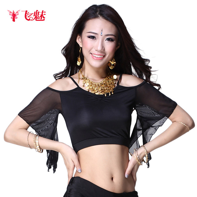 Belly dance practice clothes mesh top Feimei