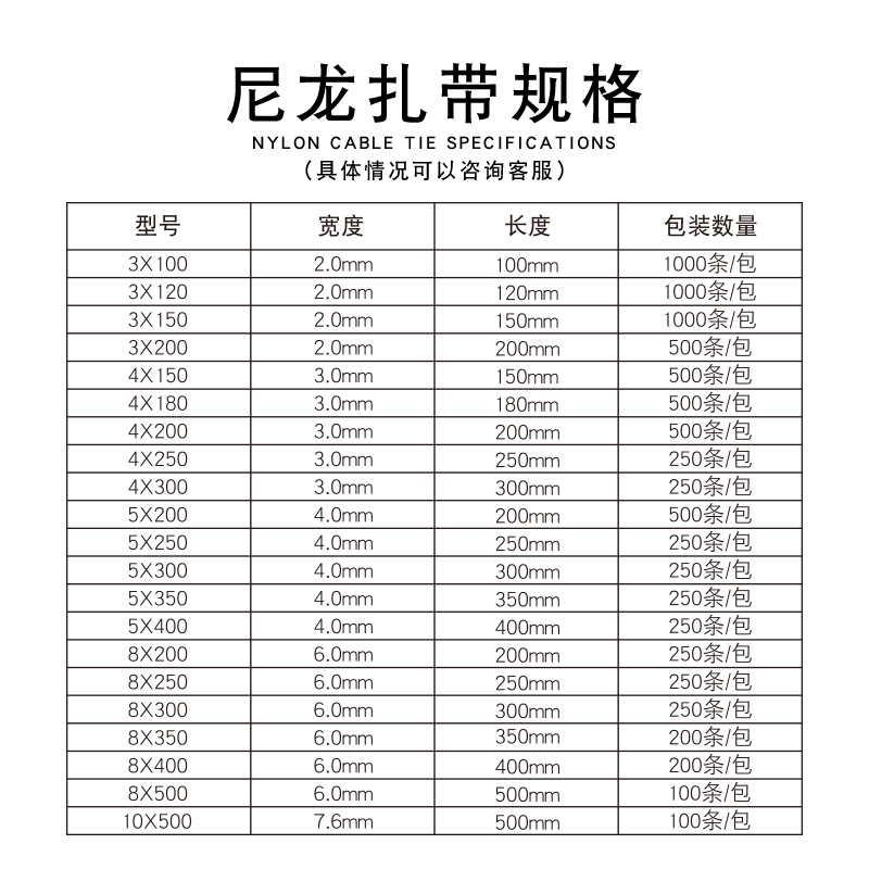 黑色自锁式尼龙扎带3X100扎线带固定塑料4X150捆扎带线束带4*200-图2