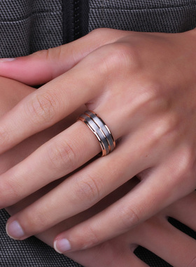 男士戒指钨金玫瑰金指环男潮日韩