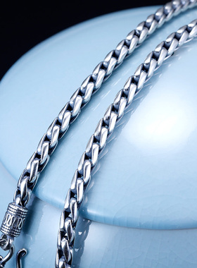 GDE纯银粗麻花男士潮流个性项链