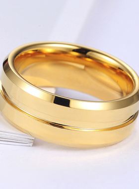 开啤酒戒指男宽韩版钨金镀18k戒