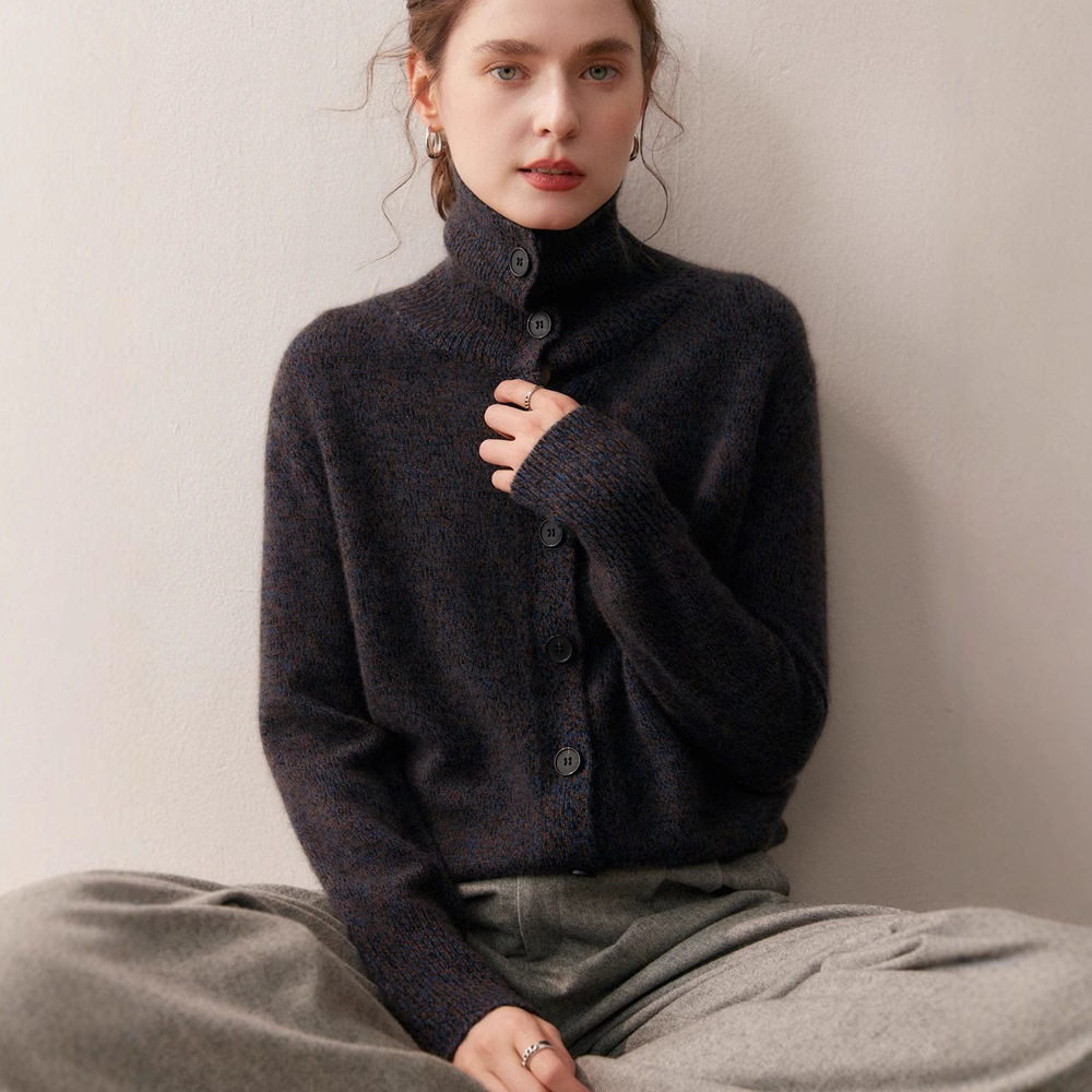 2025秋冬新款高领羊绒针织开衫女士休闲宽松羊毛外套纯色百搭毛衣,淘宝优惠券,粉丝福利购,淘宝优惠卷