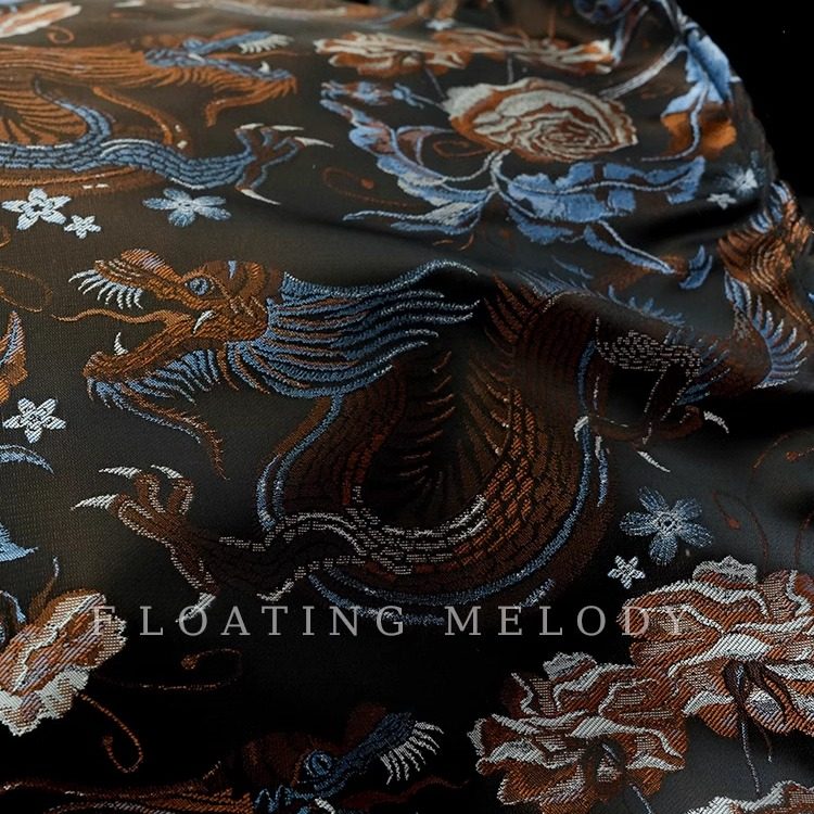 复古国风黑咖龙纹花大容量斜挎包FloatingMelody原创1314寸笔记本,淘宝优惠券,粉丝福利购,淘宝优惠卷