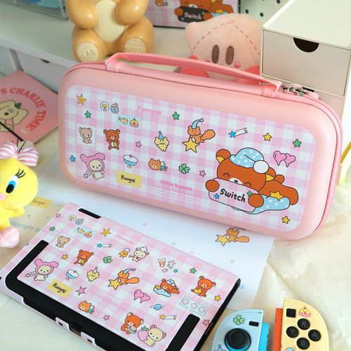 超可爱轻松熊撞色粉蓝switch2保护套Switch2配件oled防尘罩底座壳 - 图0