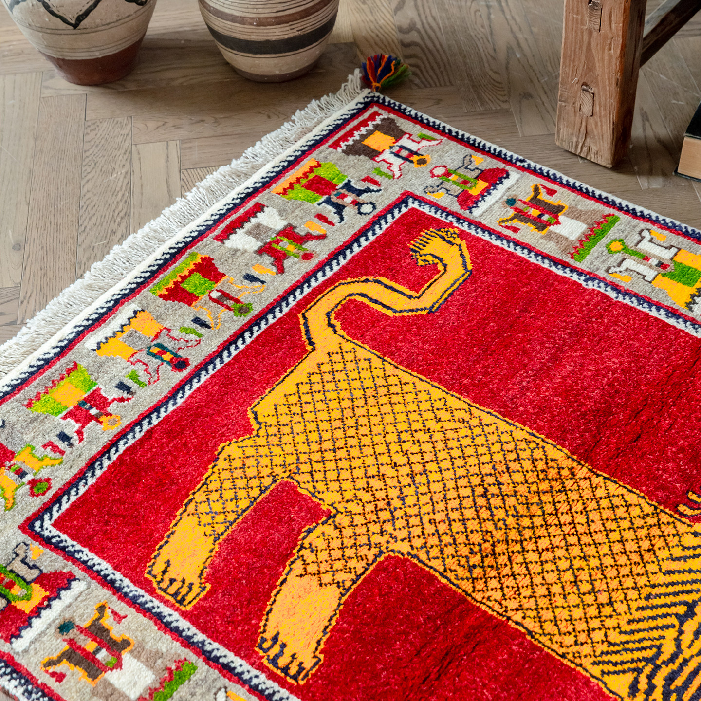 视觉味道 动物系列 伊朗进口羊毛地毯手工挂毯波斯中古风创意狮子,淘宝优惠券,粉丝福利购,淘宝优惠卷