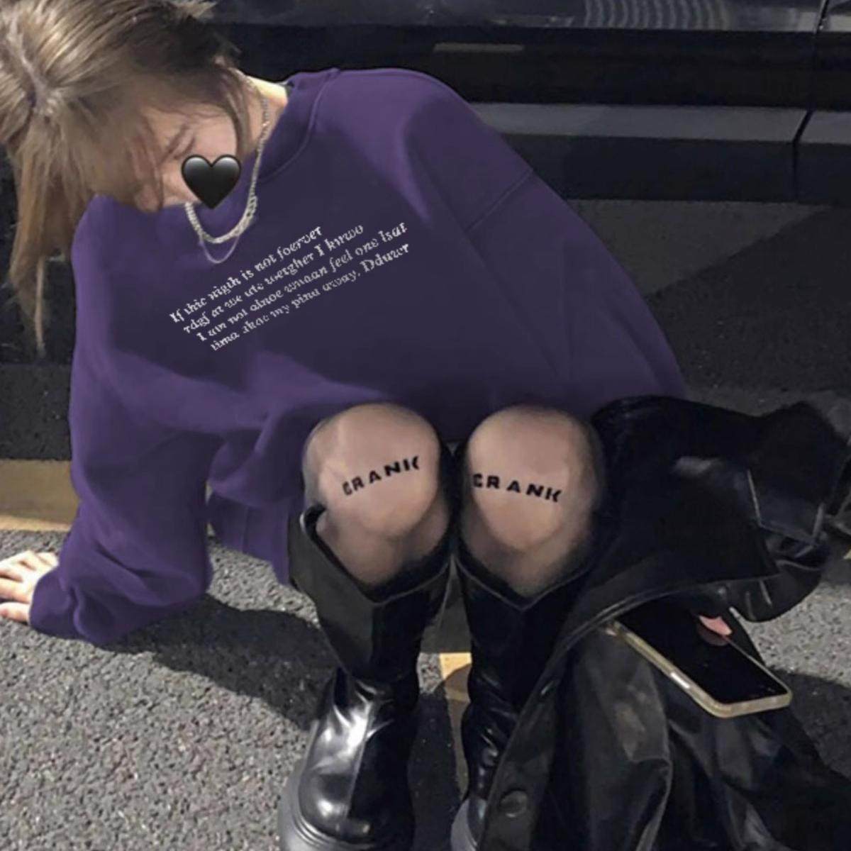 纯棉美式紫色圆领卫衣女秋冬加绒加厚2025新款爆款宽松设计感外套,淘宝优惠券,粉丝福利购,淘宝优惠卷