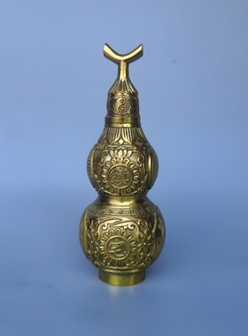 精工 铜八卦开盖葫芦摆件铜葫芦办公室工艺品 铜葫芦摆件