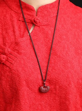 贵州铜仁万山真朱砂喜乐锁吊坠女款含量紫金砂挂件儿童项链饰品发