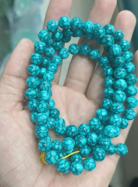 天然原矿绿松石米珠链2 3 4 5 10多圈手串毛衣链项链手链松石配珠