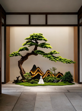 高端会所景观装饰大型落地罗汉松