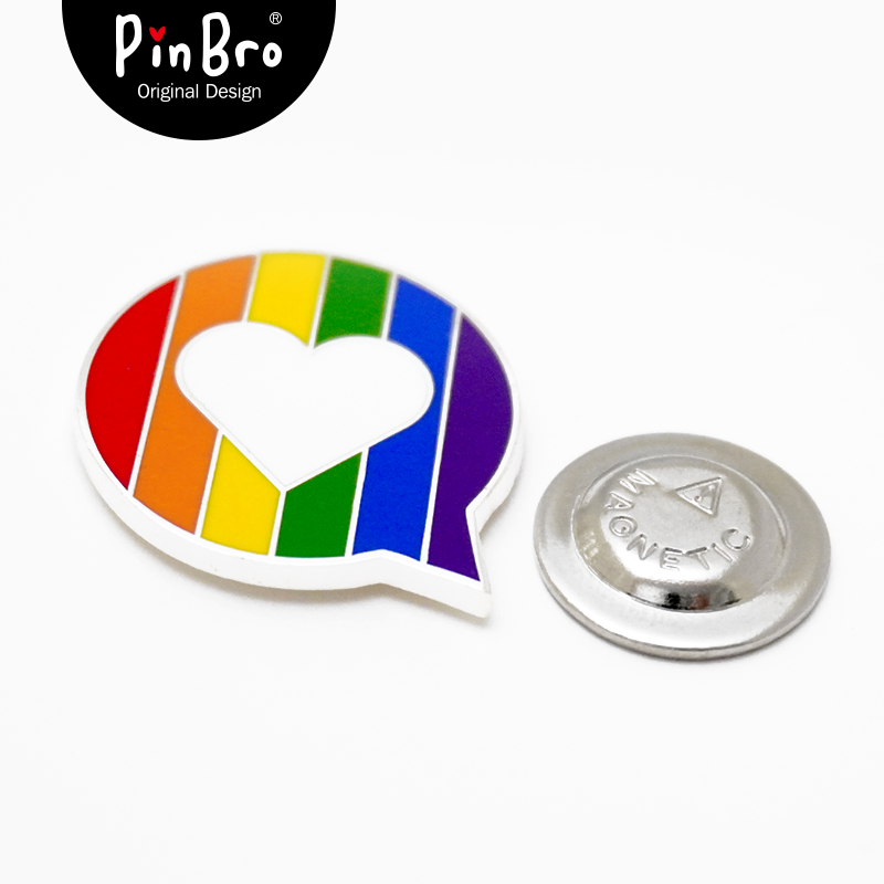 pinbro原创设计六色彩虹旗帜同志les情侣徽章胸针磁吸ins饰品pin