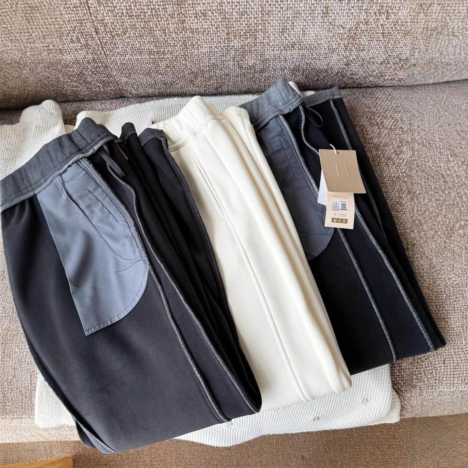 高端羊毛呢弯刀裤女秋冬款2025新款高腰垂感冬季加绒加厚直筒裤子,淘宝优惠券,粉丝福利购,淘宝优惠卷