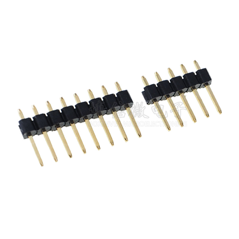 2.54MM单排针直插排针铜针镀金1*2/3/4/5/6/7/8/10/12/20/40P_虎窝淘