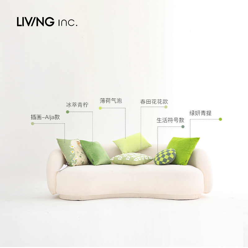 LIVING inc.天鹅绒多肉青提 清新绿色抱枕沙发客厅靠垫床头靠枕套 - 图2