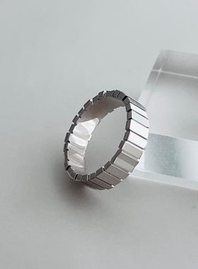 WZ&SILVER设计师款通体S925银镀铑金小银条戒指高级个性百搭时尚
