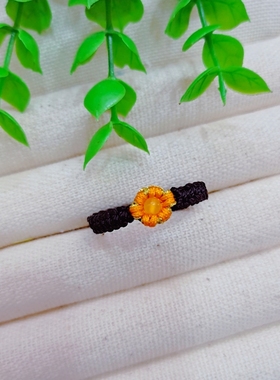 送你一朵小红花戒指手工编织今年一路生花编织戒子指环桃花朵朵开