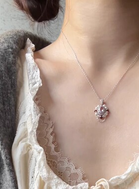 纯银切面紫水晶酒红石榴石项链女