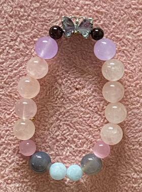 银透渐变蝴蝶粉水晶手手链