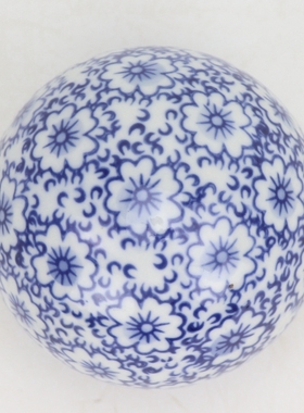 景德镇陶瓷青花漂浮球装饰家居摆件鱼池鱼缸装饰球8cm花色随机