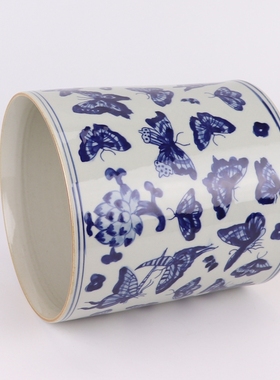 景德镇陶瓷笔筒复古风仿古青花瓷毛笔桶大号书法用品文房四宝笔架