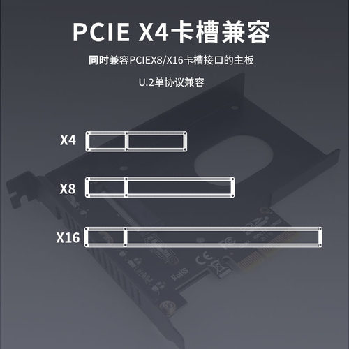 JEYI佳翼U2转PCIE4.0x4转接卡U.2固态硬盘盒SFF8639扩展卡 - 图2