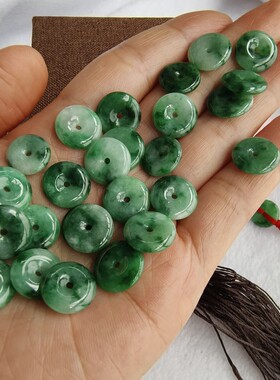 新天然翡翠辣绿小平安扣儿童红绳手链男女闺蜜小众编织民族风情侣