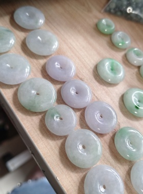 平平安安 翡翠A货平安扣紫绿天然玉石儿童项链男女款编手绳